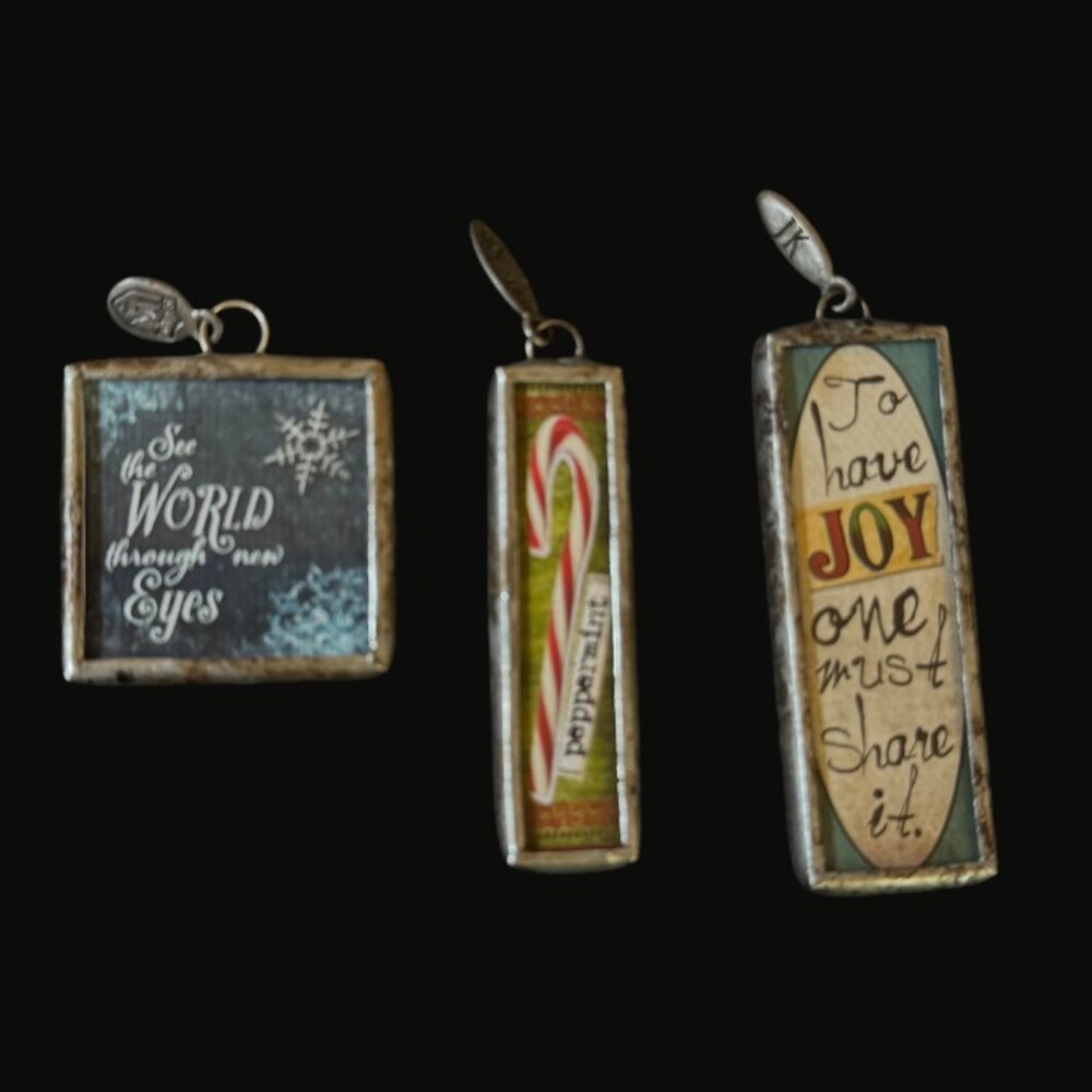 Jewel Kade Holiday Christmas Pendant Lot – 4 Double-Sided Charms